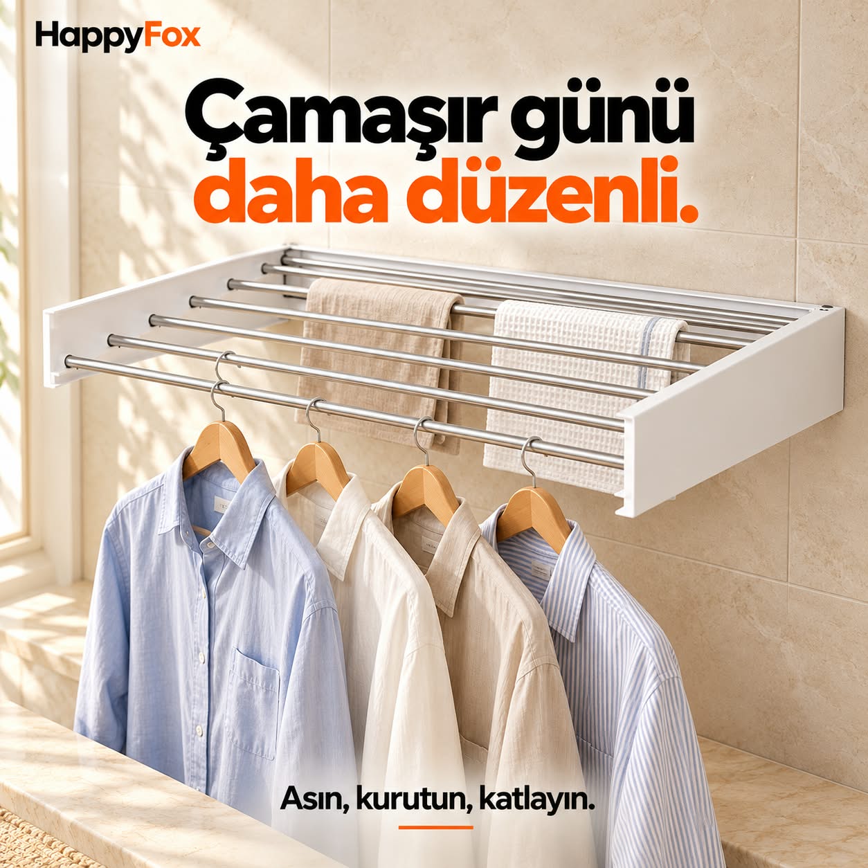 Happy Fox çamaşır kurutma askısı tanıtım görseli