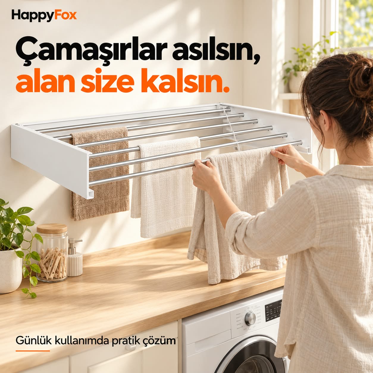 Happy Fox çamaşır kurutma askısı tanıtım görseli